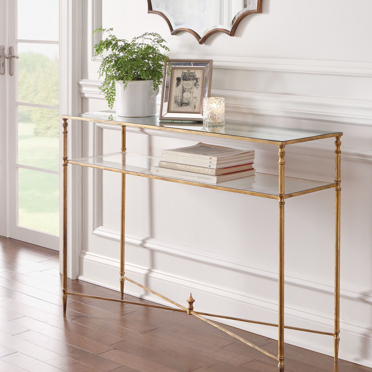 Gold Console Tables Regarding Most Up To Date Horchow Sofa Console Table Hollywood Regency Antique Gold (View 4 of 10)