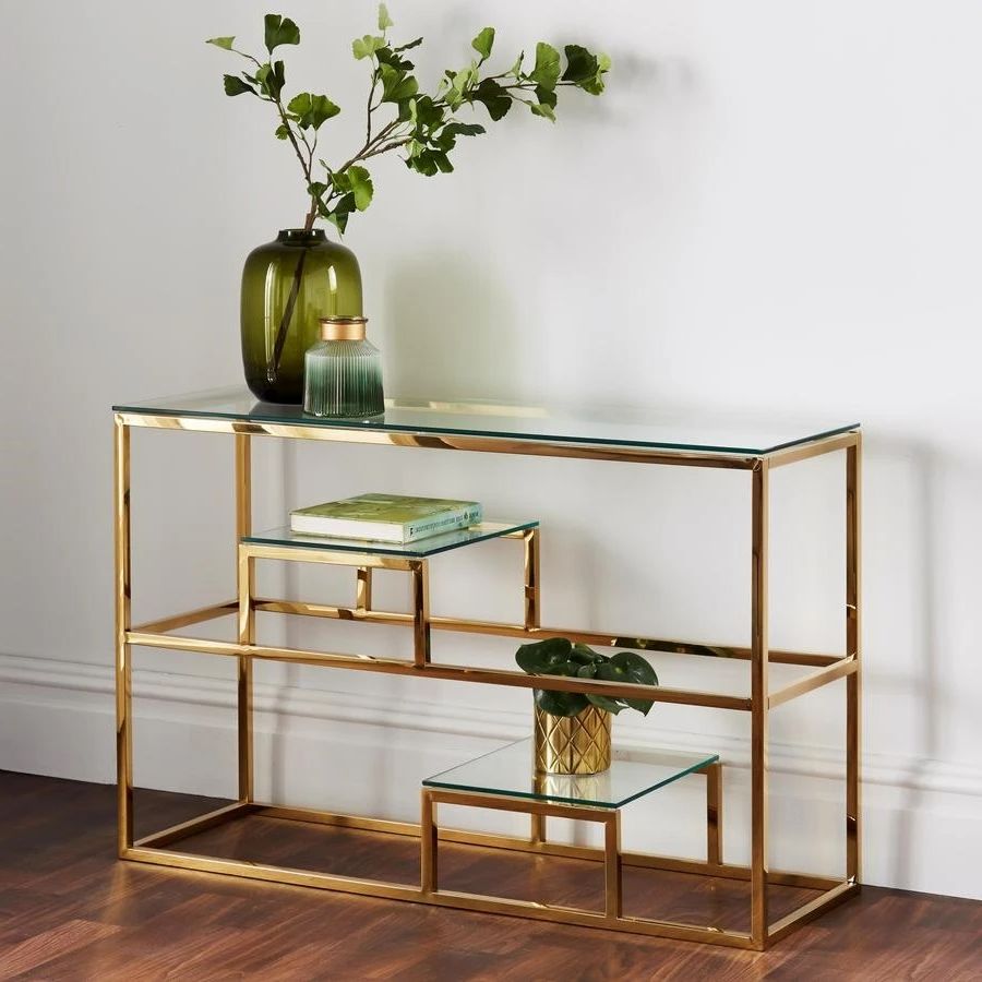 Gold Display Console Table In  (View 4 of 10)