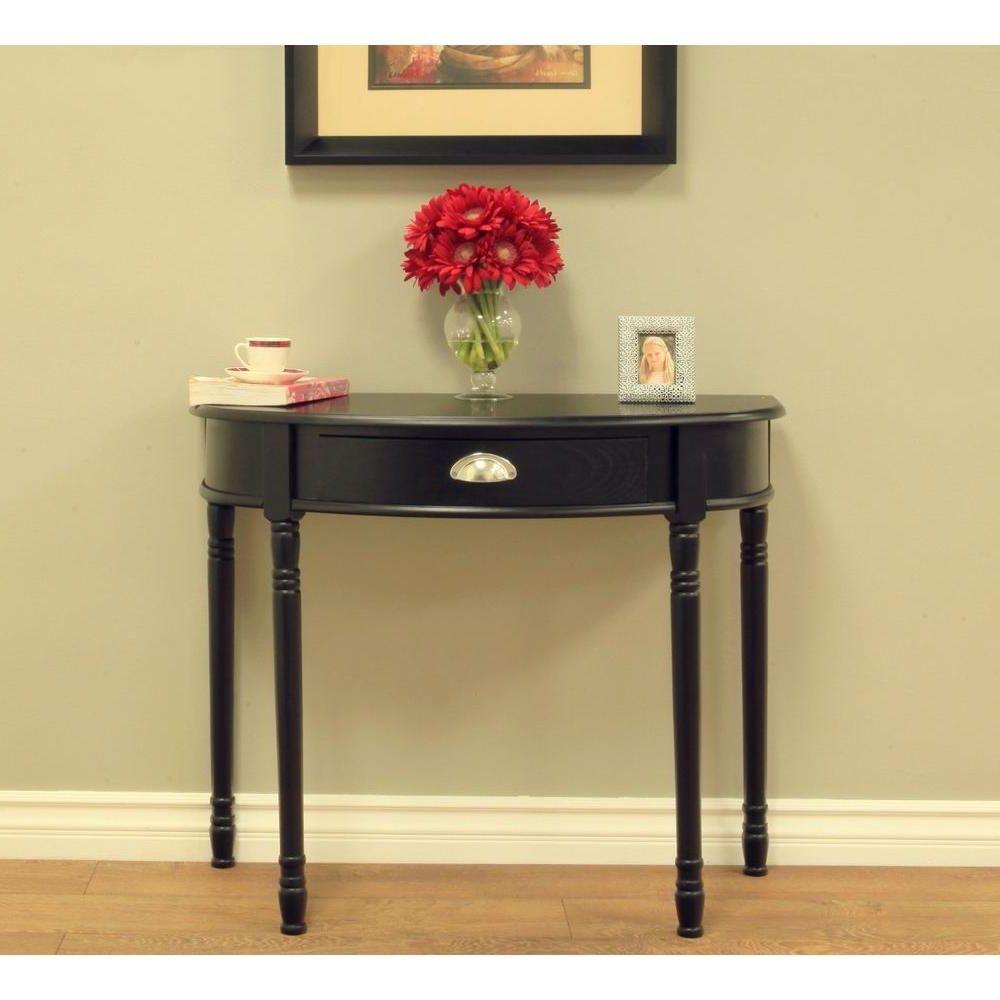 Gray And Black Console Tables Regarding Recent Megahome Black Storage Console Table Mh152 – The Home Depot (View 3 of 10)