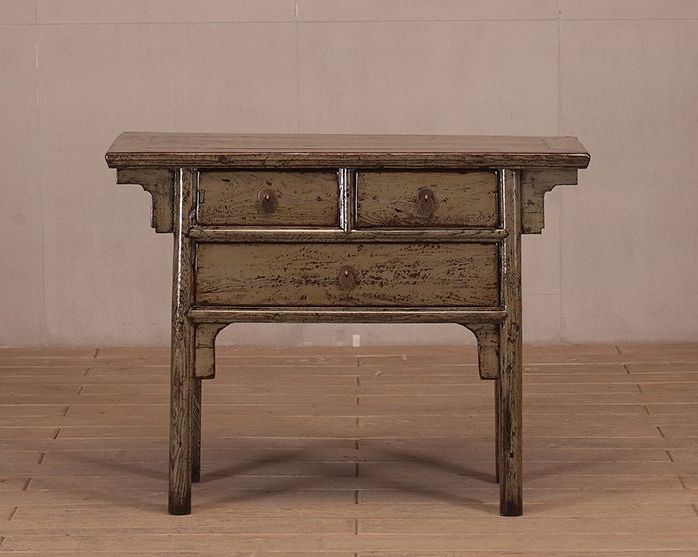 Grey High Lacquer 3 Drawers Console Table – Nookdeco Pertaining To Preferred Gray And Black Console Tables (View 4 of 10)