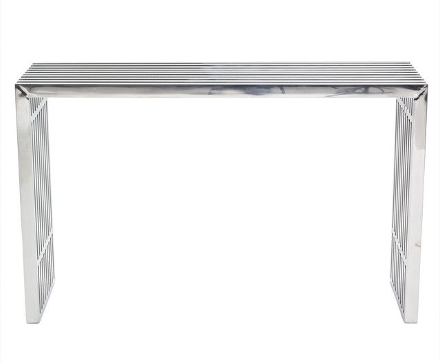 Gridiron Stainless Steel Console Table – Contemporary Throughout Preferred Silver Stainless Steel Console Tables (View 9 of 10)