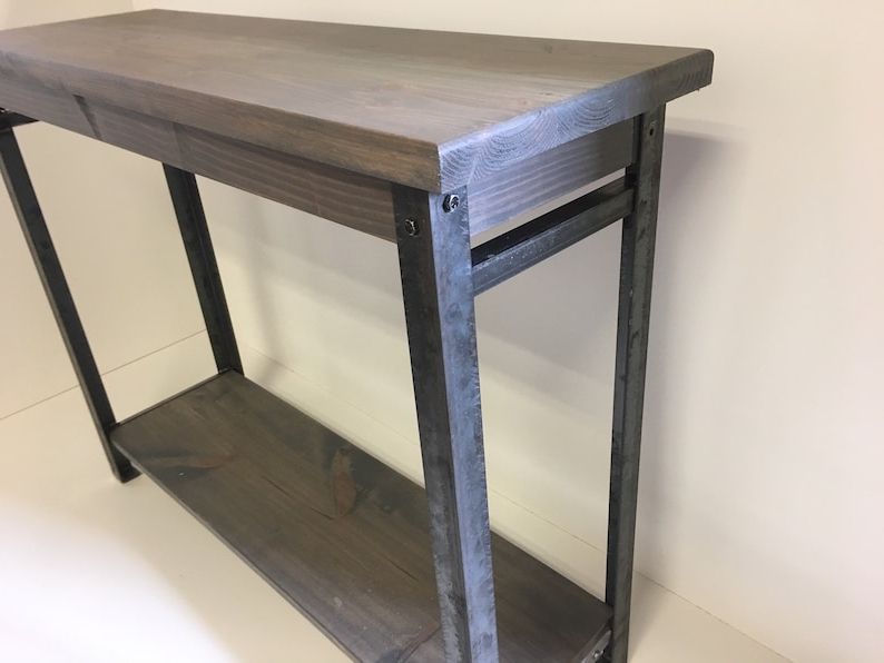 Hallway Mud Room Foyer Console Table 32 Inch With Steel In Recent Oak Wood And Metal Legs Console Tables (View 6 of 10)