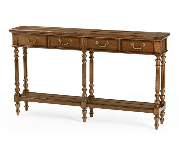 Hand Finished Walnut Console Tables For Preferred Narrow Walnut Console Antique Finish (View 9 of 10)
