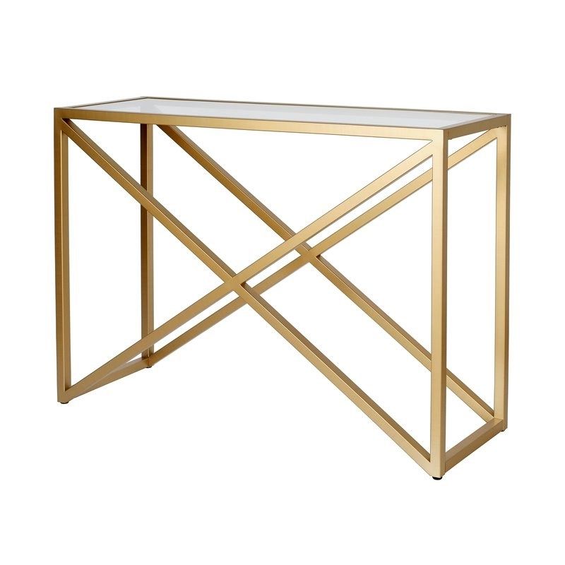 Henn&hart 30' Geometric Metal Console Table In Brass – At0258 Inside Widely Used Geometric Console Tables (View 9 of 10)