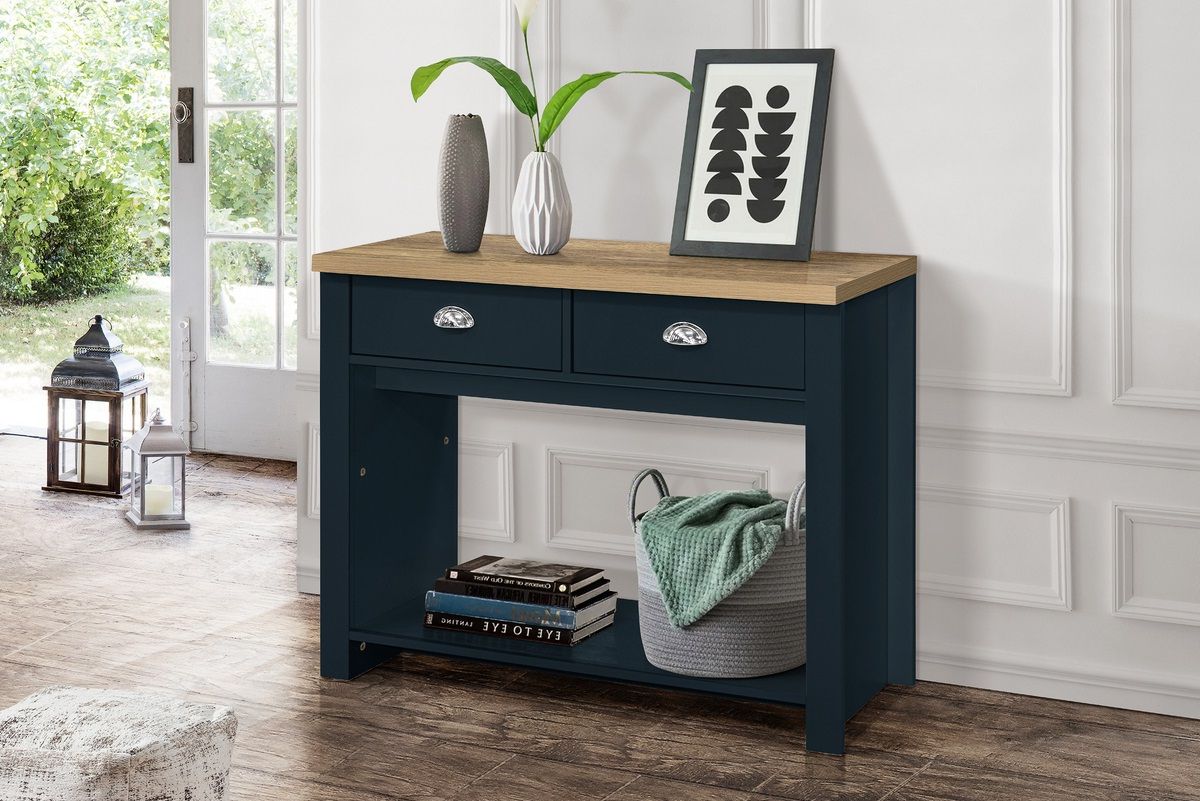 Highgate 2 Drawer Console Table Navy – Birlea Furniture With Well Known 2 Drawer Console Tables (View 7 of 10)