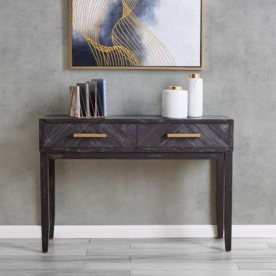 Hudson Black Wooden & Gold Console Table – Lycroft Interiors Regarding Newest Black And Gold Console Tables (View 6 of 10)