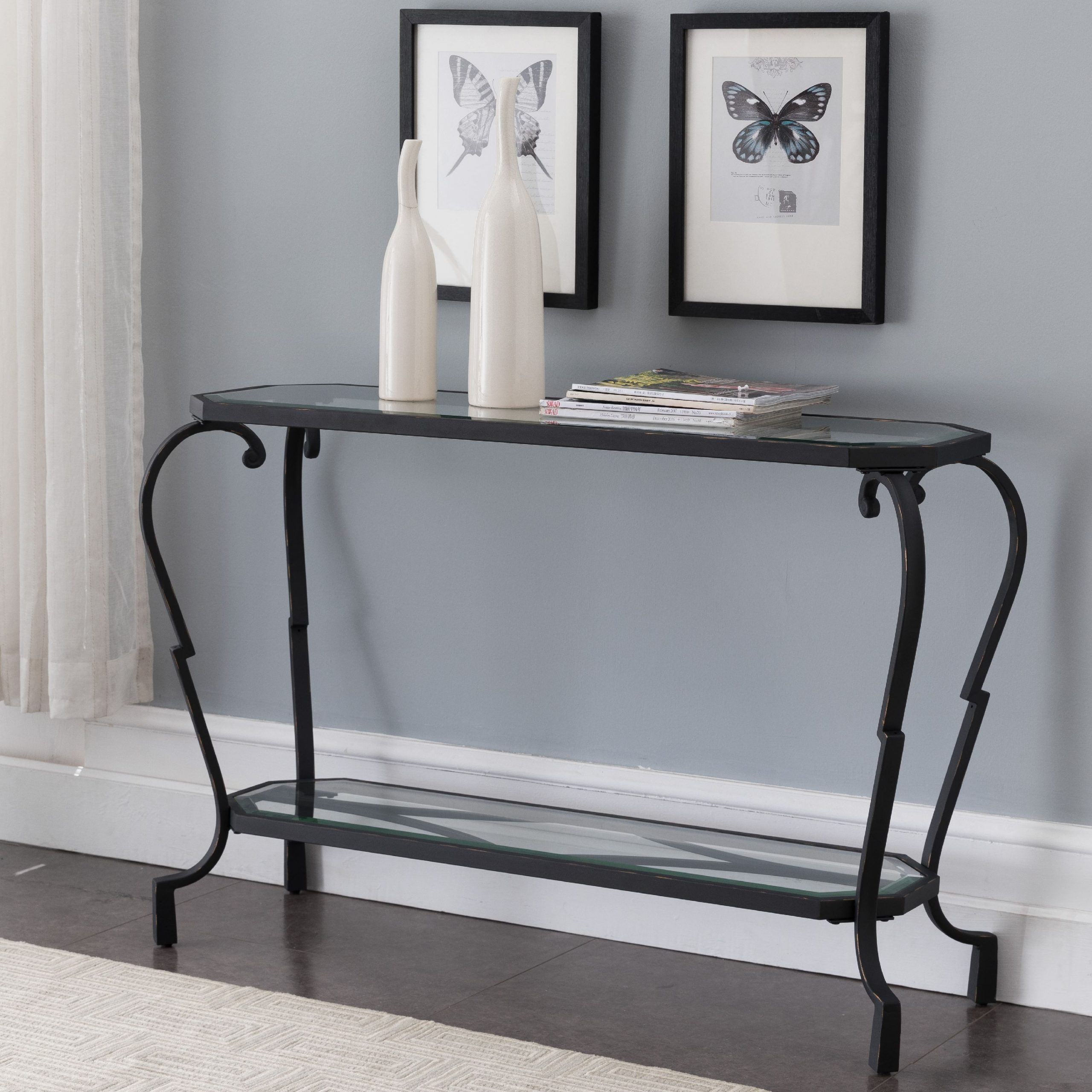 Jordan Modern Entryway Console Table, Textured Black With Newest Metal Console Tables (View 5 of 10)