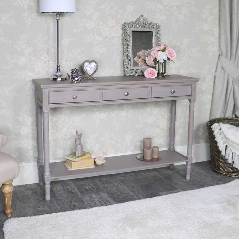 Large Taupe 3 Drawer Console Table – Cambridge Range Pertaining To Recent Large Modern Console Tables (View 10 of 10)