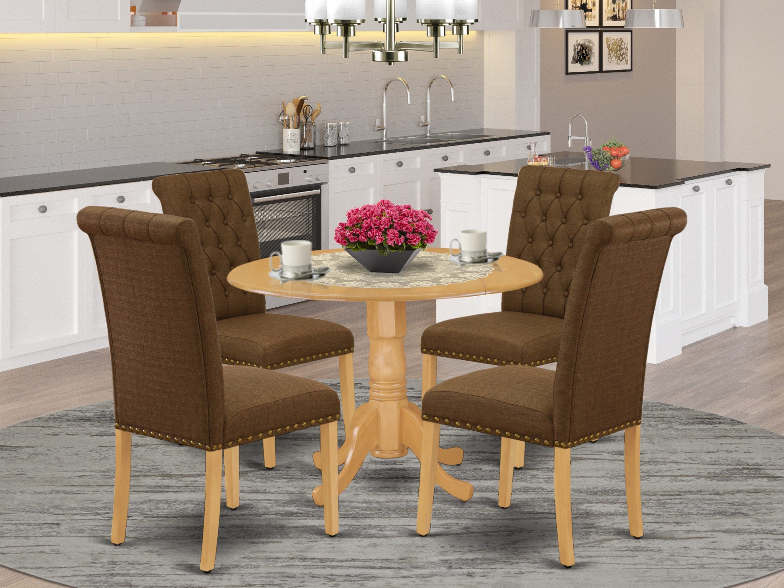 Latest 2 Piece Round Console Tables Set With Dlbr5 Oak 18 5pc Dining Set Includes A Round Dinette Table (View 4 of 10)