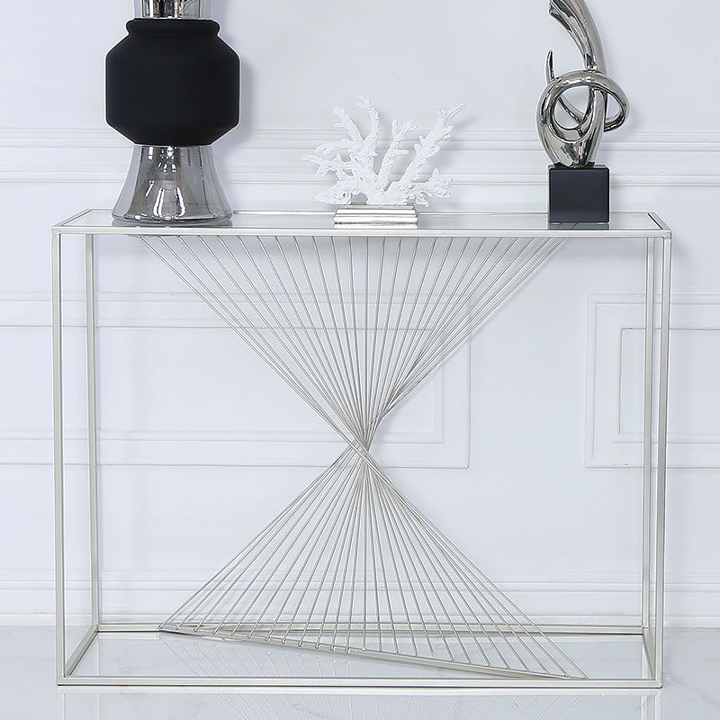 Latest Ava Silver Metal And Clear Glass Console Table With Unique With Regard To Clear Glass Top Console Tables (View 4 of 10)