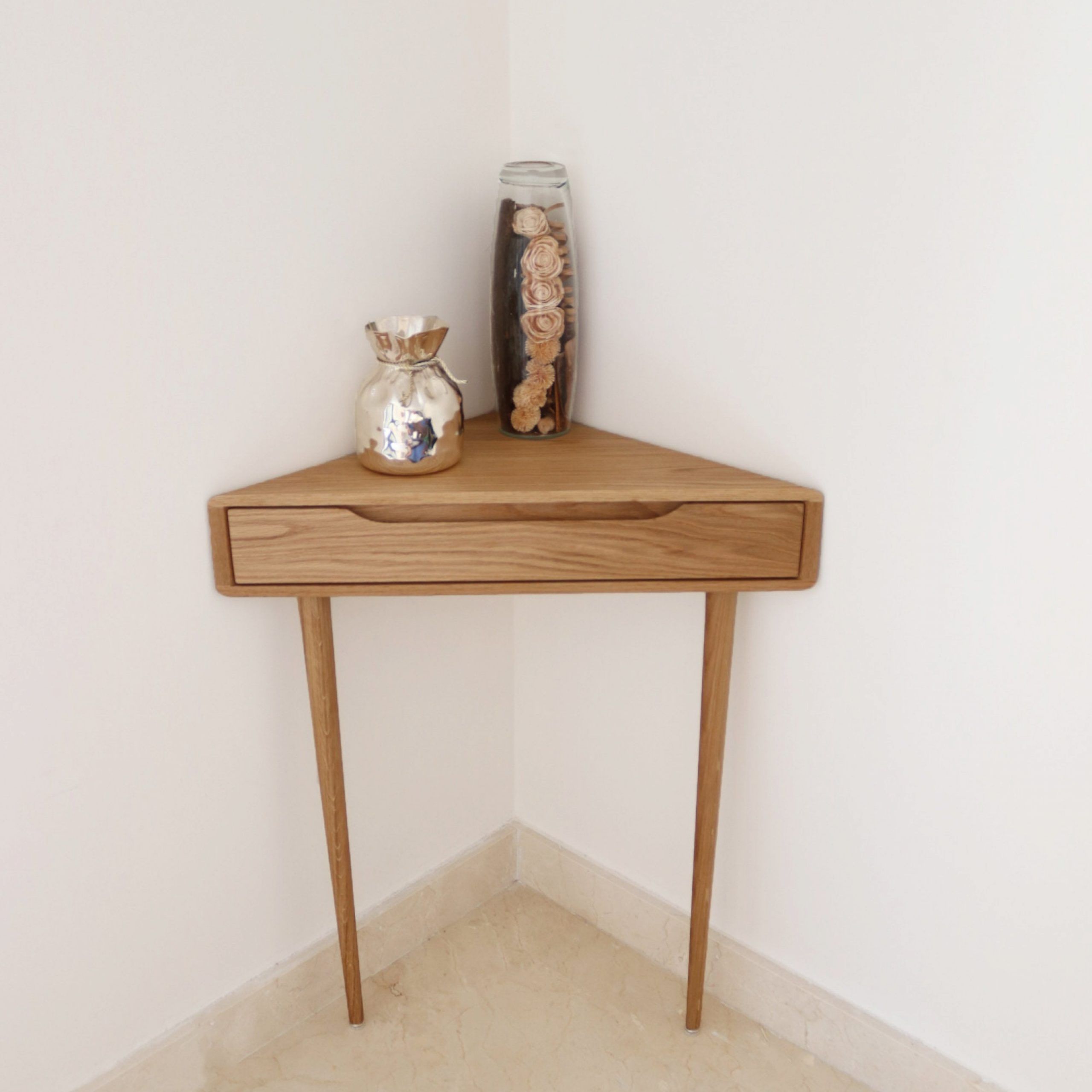 Latest Corner Console Table In Solid Walnut Or Oak Pertaining To Hand Finished Walnut Console Tables (View 10 of 10)