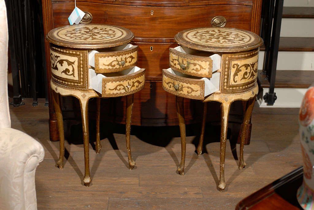 Latest Cream And Gold Console Tables For Pair Of 20thc Round Bedside Tables, Cream And Gold At 1stdibs (View 5 of 10)