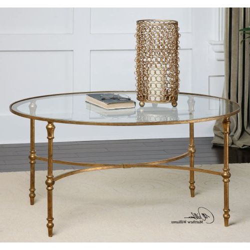 Latest Glass And Gold Oval Console Tables Inside Uttermost Vitya Glass Coffee Table (View 3 of 10)