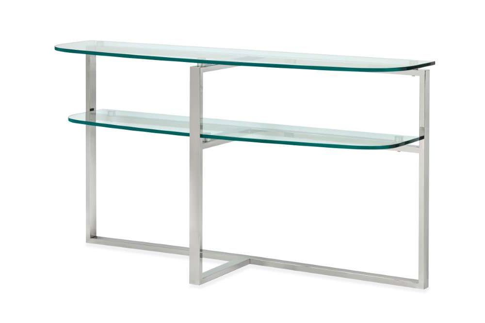 Latest Polished Chrome Round Console Tables With Magnussen – Medlock Shaped Sofa Table In Polished Chrome (View 5 of 10)