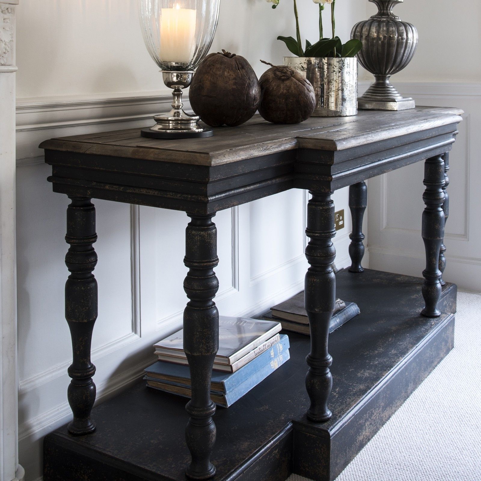 Latest Rustic Oak And Black Console Tables In Windsor Console Table Bleached Oak Top And Black Base (View 2 of 10)