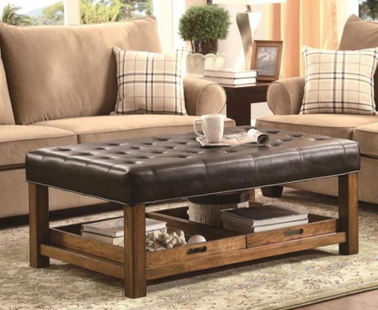 Latest Tufted Ottoman Console Tables Within 12 Round Tufted Leather Ottoman Coffee Table Inspiration (View 8 of 10)