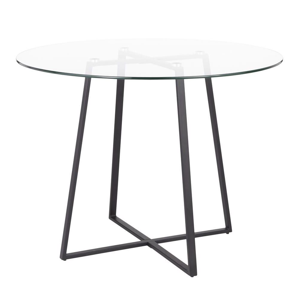 Lumisource Cosmo Round Dining Table In Black With Clear For Well Liked Black Round Glass Top Console Tables (View 10 of 10)