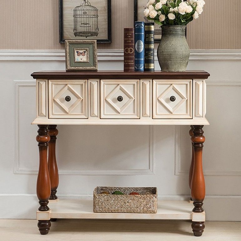 Luxury Vintage Rustic Console Table With Storage Entryway With Newest Antique White Black Console Tables (View 1 of 10)