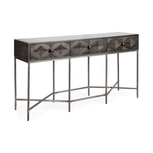 Matte Black Console Tables Within 2019 Mercana Trey I 30 In (View 5 of 10)