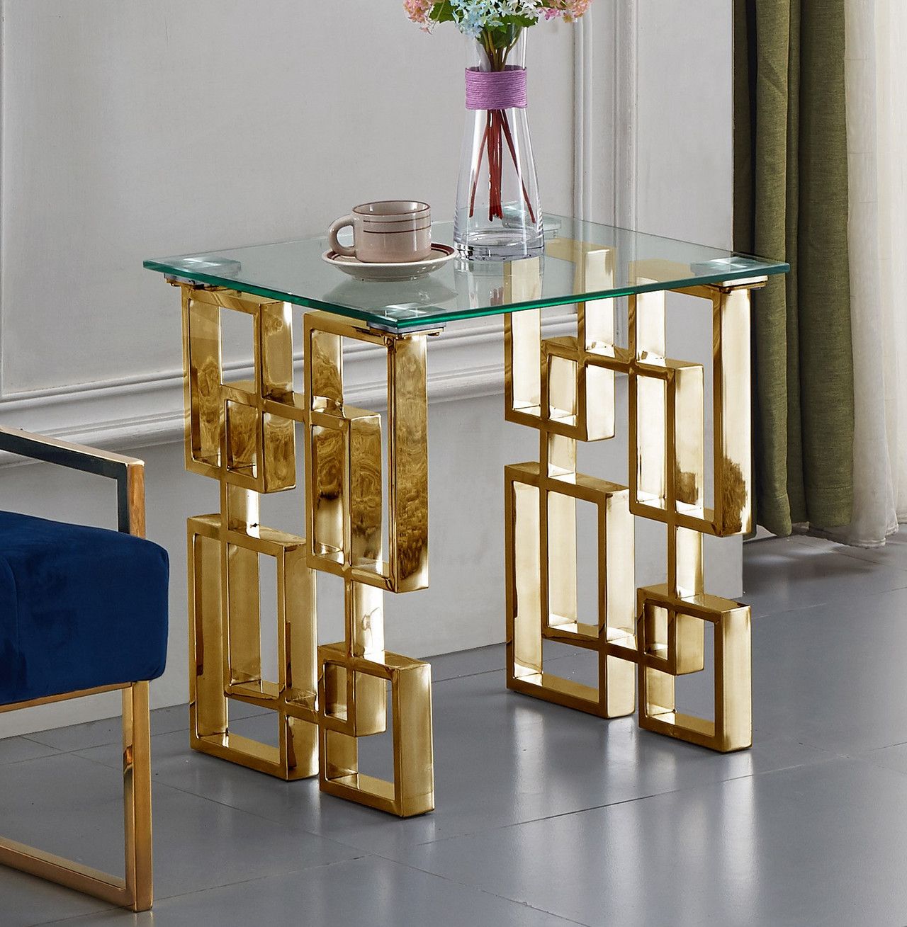 Metallic Gold Modern Console Tables With Well Liked Enzo Modern Glass Top Occasional Table Set W/gold (View 5 of 10)