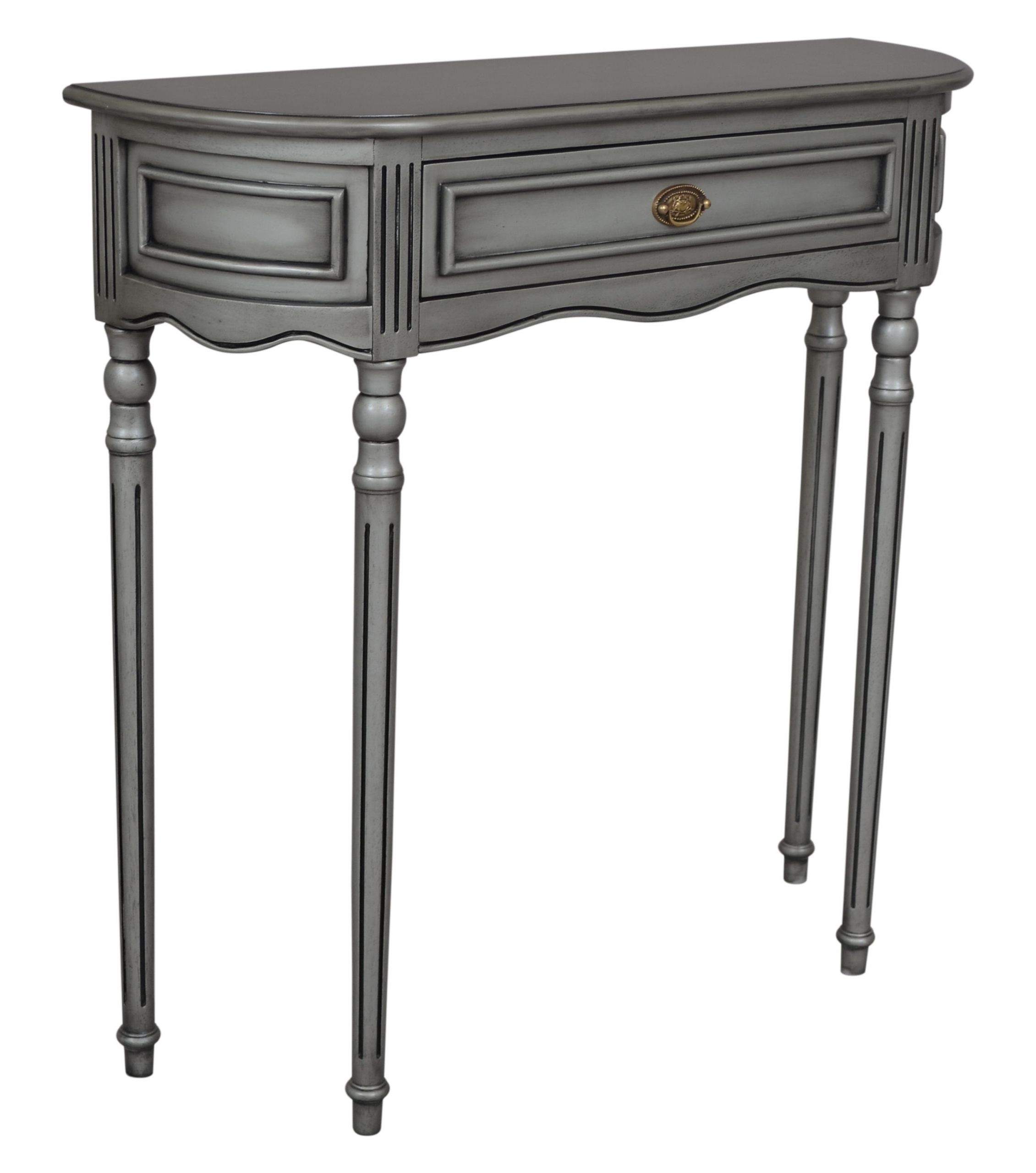 Metallic Silver Console Tables Regarding Well Liked Heritage 1 Drawer Console Table – Silver – Kelston House (View 8 of 10)