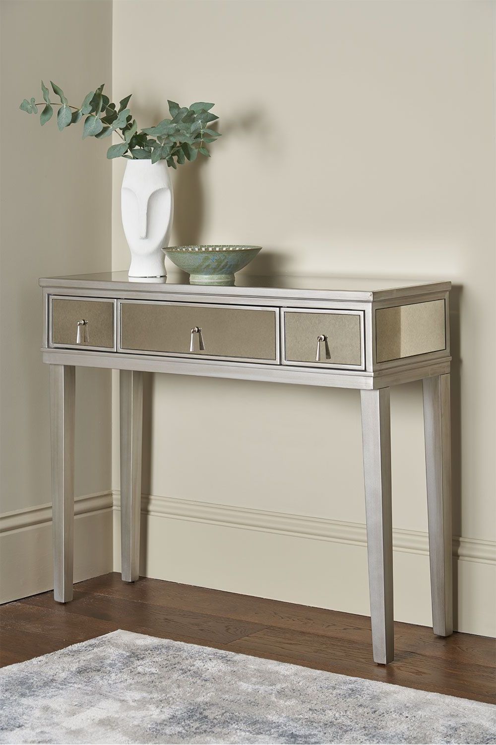 Metallic Silver Console Tables With Latest Gatsby Mirrored Console Table (View 3 of 10)