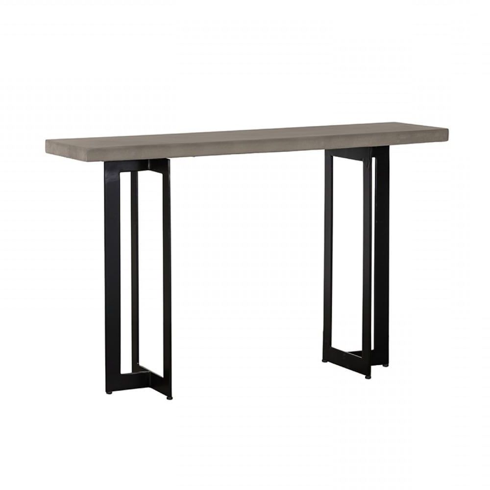 Modern Concrete Console Tables Within Fashionable Modrest Modern Concrete & Black Metal Console Table In (View 8 of 10)