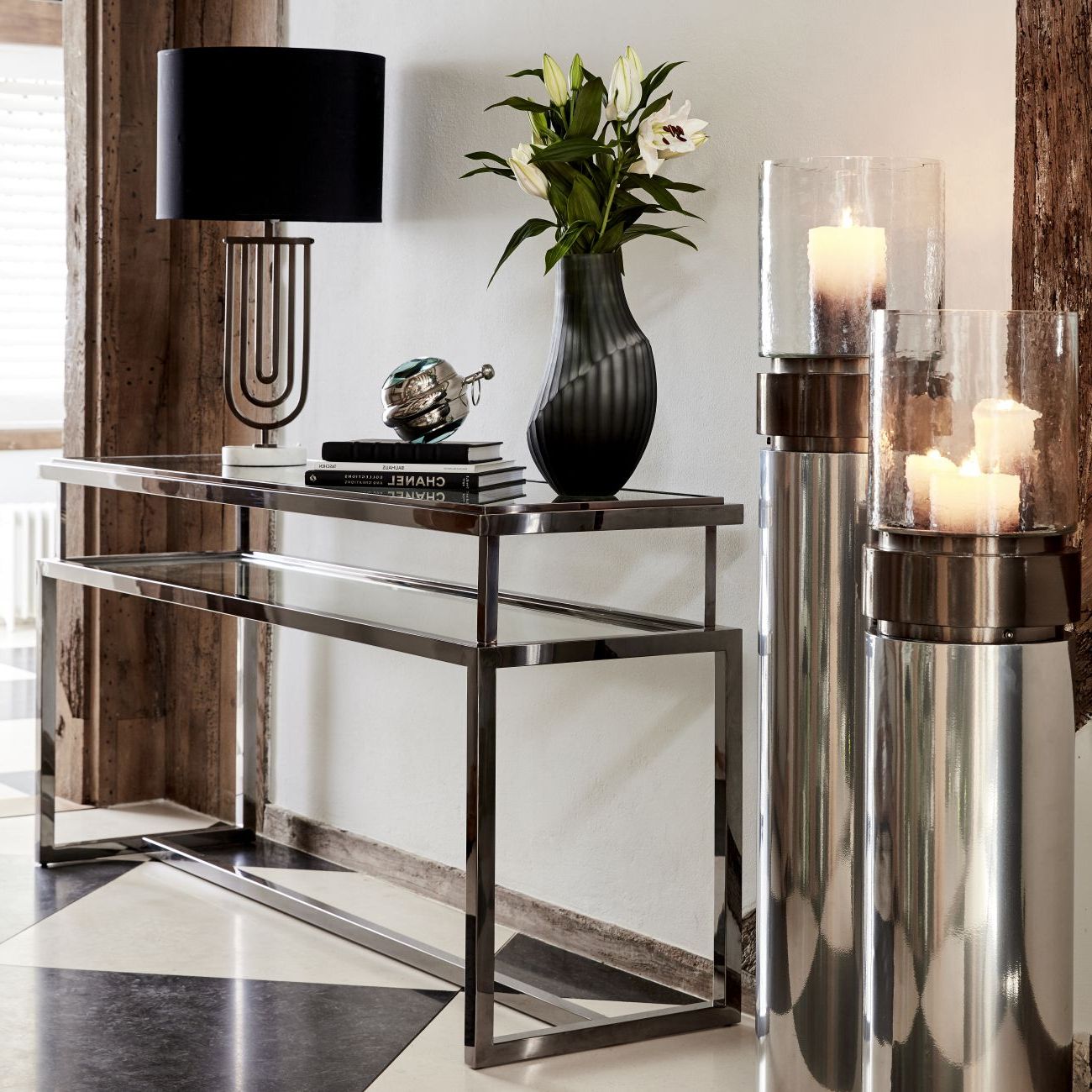 Most Current Belgravia Stainless Steel And Glass Console Table For Glass And Stainless Steel Console Tables (View 9 of 10)