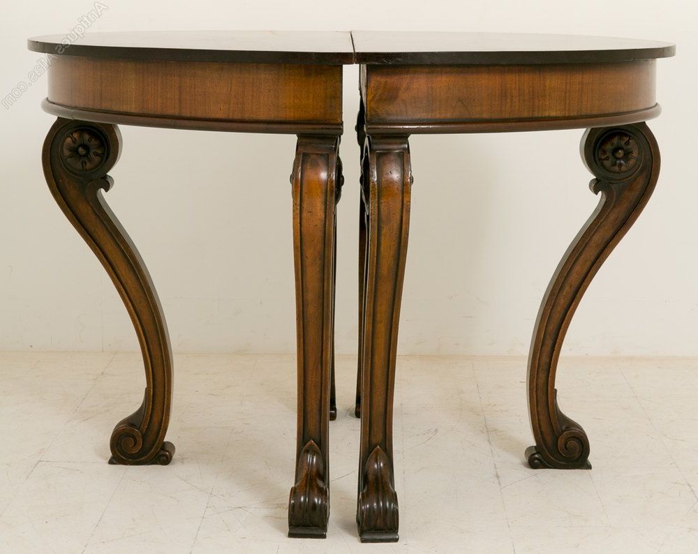 Most Current Pair Of Georgian Mahogany Half Round Console Table Throughout Round Console Tables (View 7 of 10)