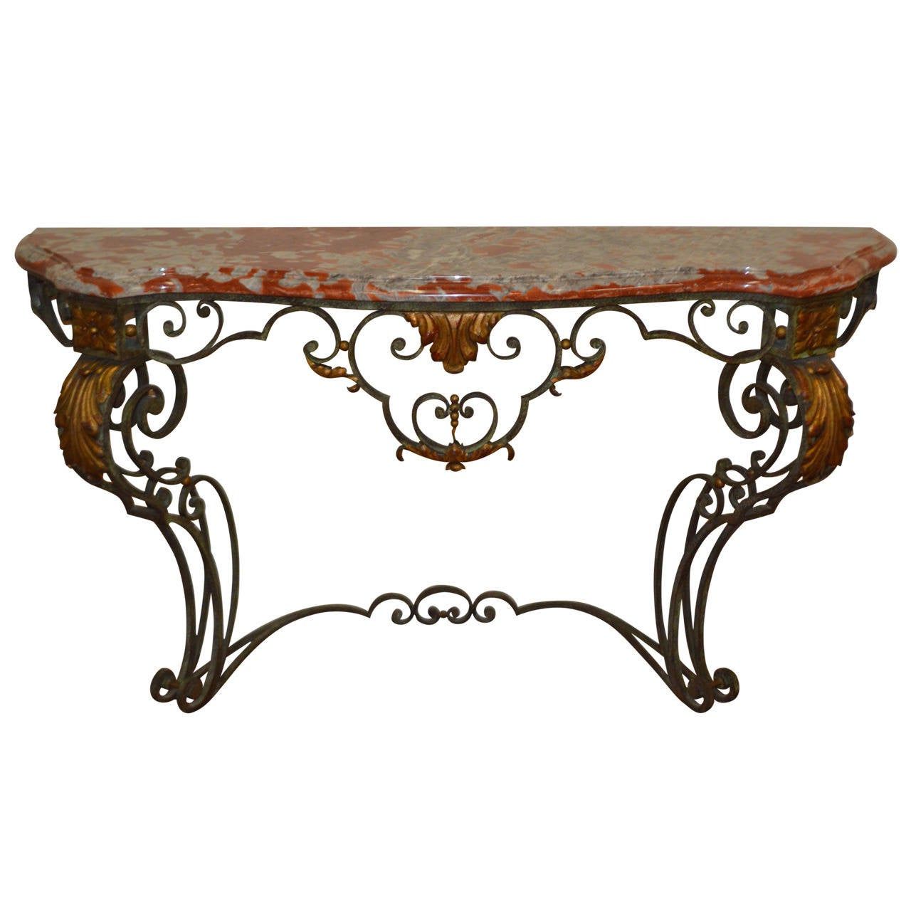 Most Current Wrought Iron With Marble Top Console Table At 1stdibs For Wrought Iron Console Tables (View 2 of 10)