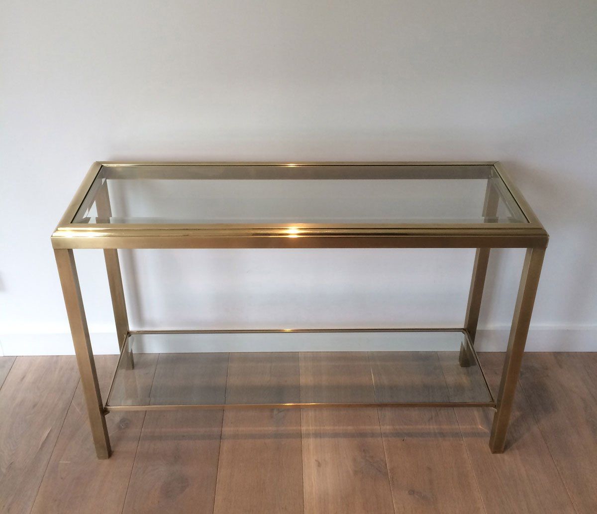 Most Popular Antique Brass Aluminum Round Console Tables For French Brass Console Table For Sale At Pamono (View 10 of 10)