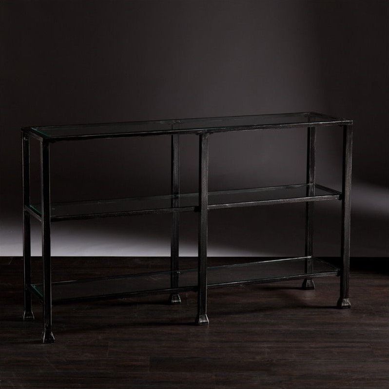 Most Recent Black Metal Console Tables Throughout Southern Enterprises Metal Glass 3 Tier Console Table In (View 7 of 10)