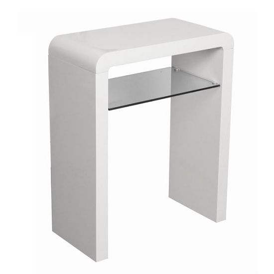 Most Recent Norset Small Console Table In White Gloss With 1 Glass Intended For White Gloss And Maple Cream Console Tables (View 9 of 10)