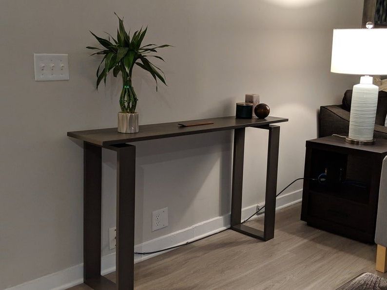 Most Recent Simple Modern Hallway Table, Floating Top Console Table In White Grained Wood Hexagonal Console Tables (View 5 of 10)