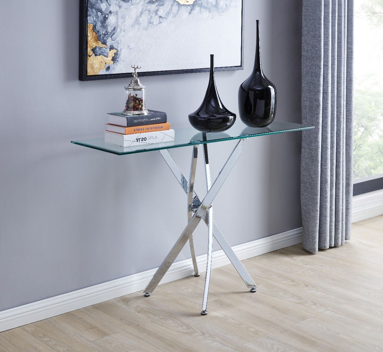 Most Recently Released Chrome And Glass Modern Console Tables Throughout Leonardo Glass & Chrome Console Table (View 6 of 10)