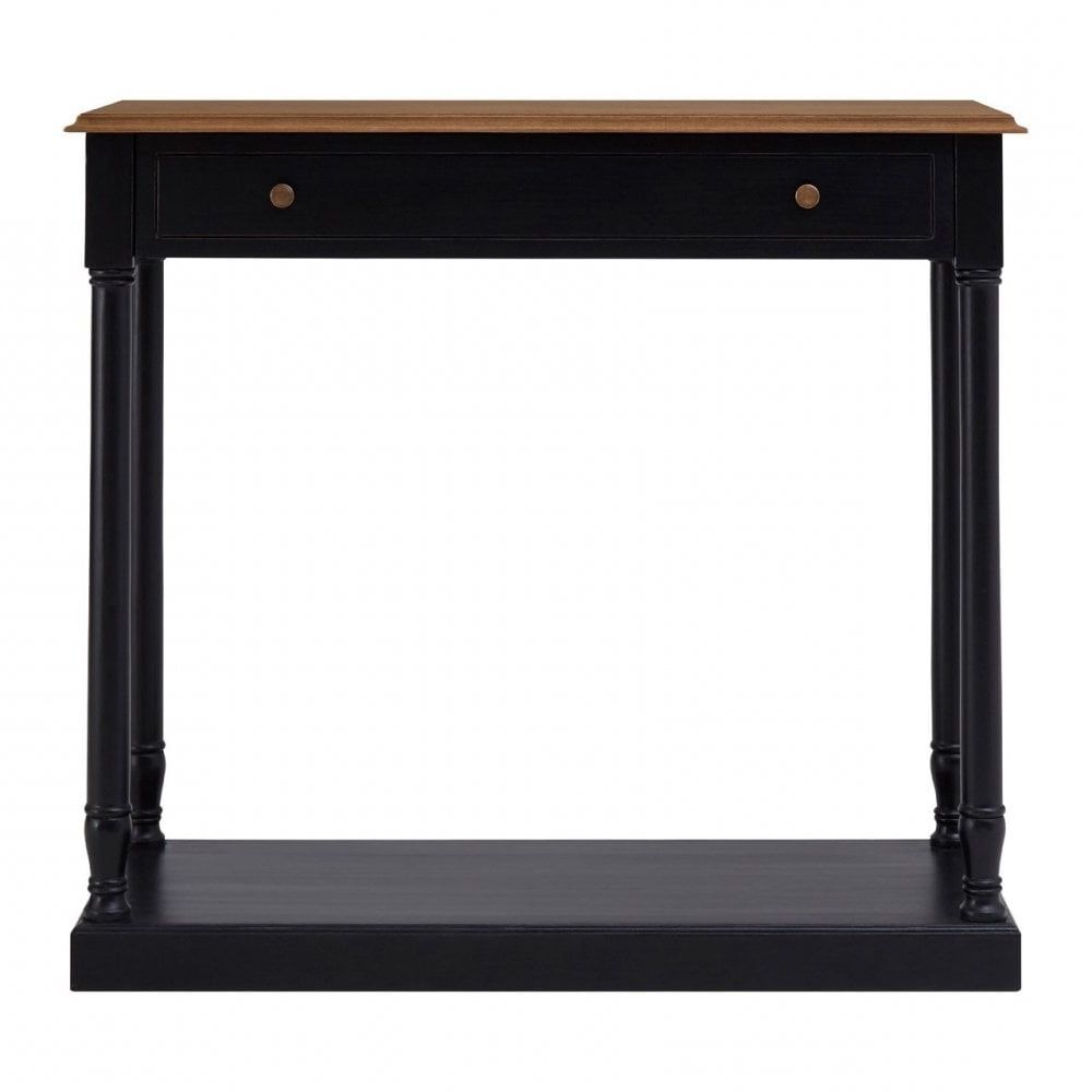 Most Up To Date Charles 1 Drawer Black Console Table, Bayur Wood, Mindi With Wood Veneer Console Tables (View 3 of 10)