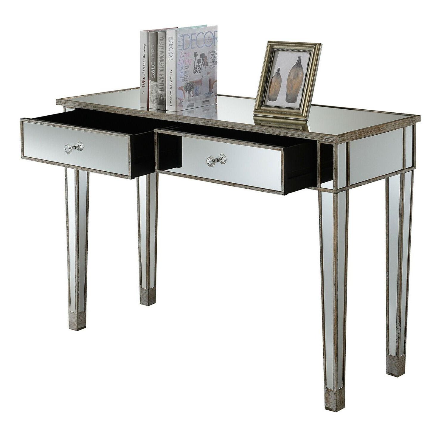 Most Up To Date Contemporary 2 Drawer Mirrored Console Table Study Laptop Intended For Mirrored Console Tables (View 2 of 10)