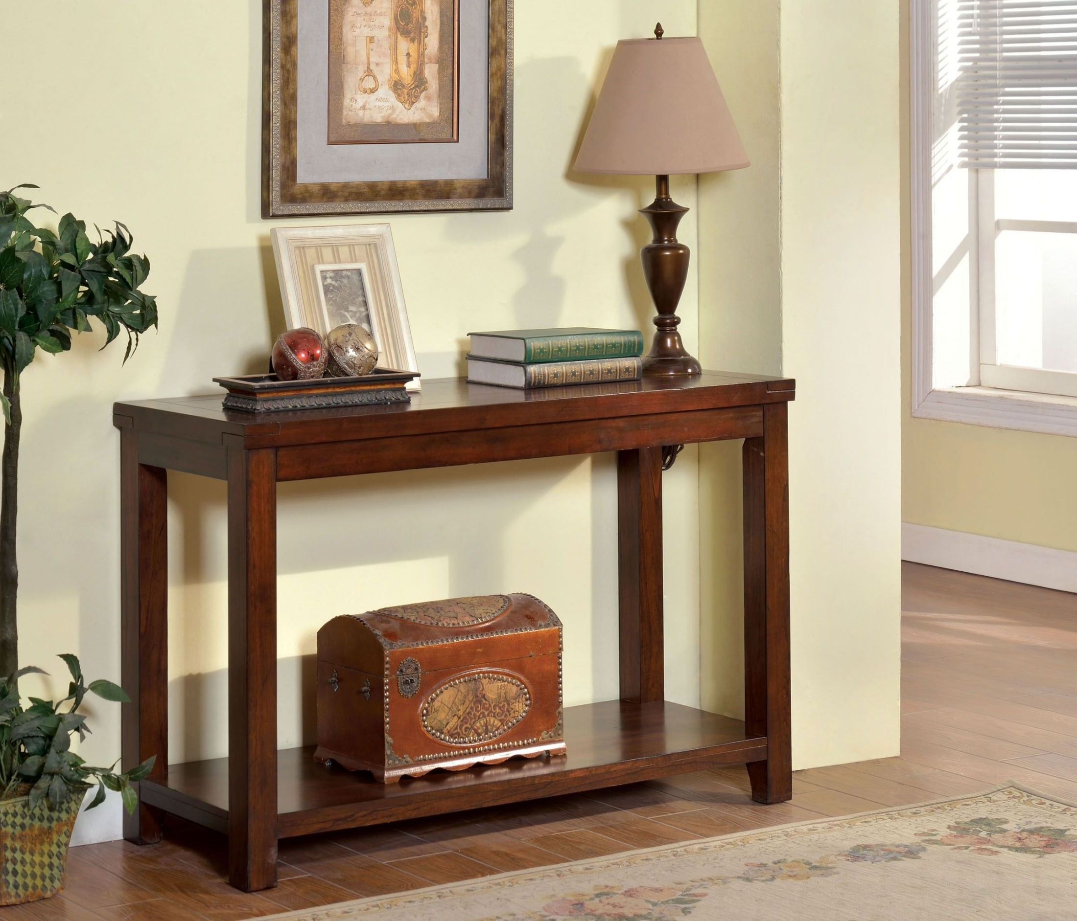 Most Up To Date Estell Cherry Sofa Table From Furniture Of America With Regard To Heartwood Cherry Wood Console Tables (View 6 of 10)