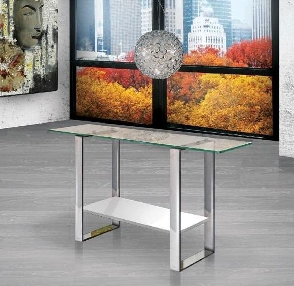 Most Up To Date Gloss White Steel Console Tables Regarding Clarity High Gloss White Console Table – 1stopbedrooms (View 9 of 10)
