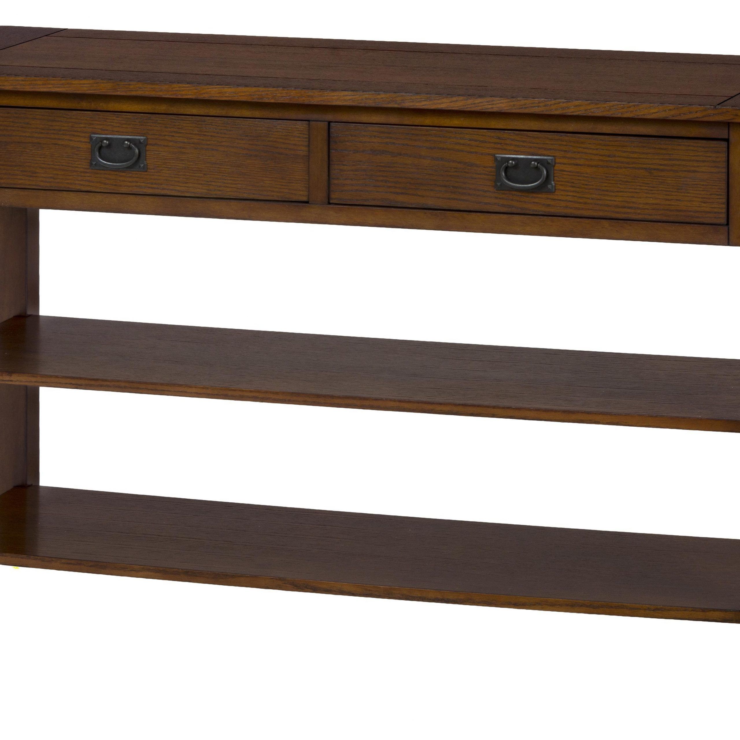 Most Up To Date Metal And Mission Oak Console Tables For Mission Oak Sofa Or Media Table With 2 Drawers And  (View 2 of 10)