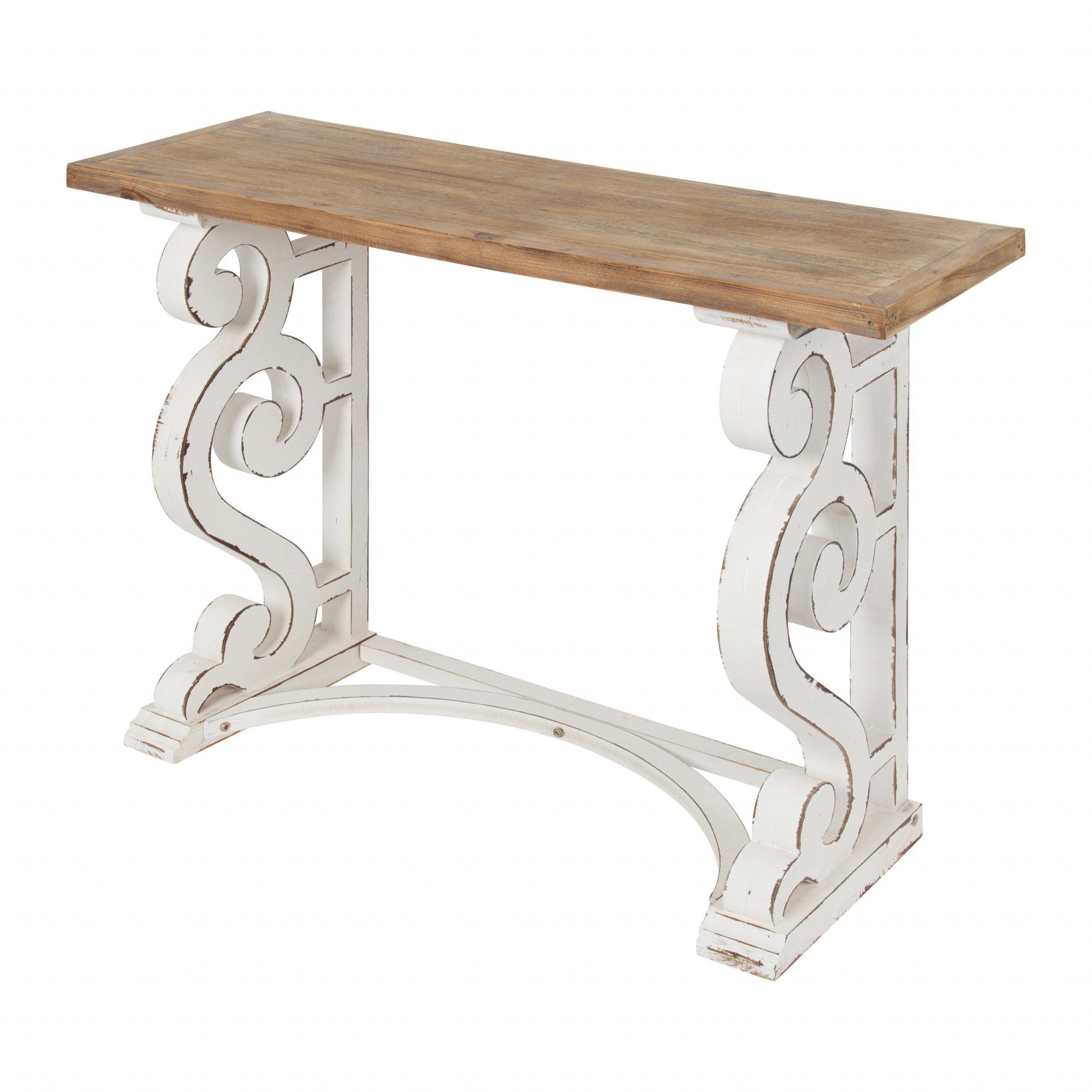 Natural Wood Console Tables Regarding Trendy Kate And Laurel Wyldwood Country French Solid Wood Console (View 2 of 10)