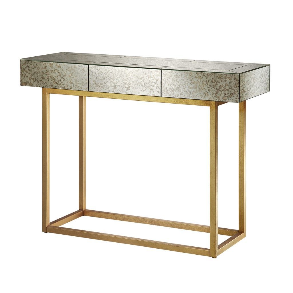New Myla Console Table Glass Silver Metallic Gold Modern With Regard To Newest Gold And Mirror Modern Cube Console Tables (View 4 of 10)