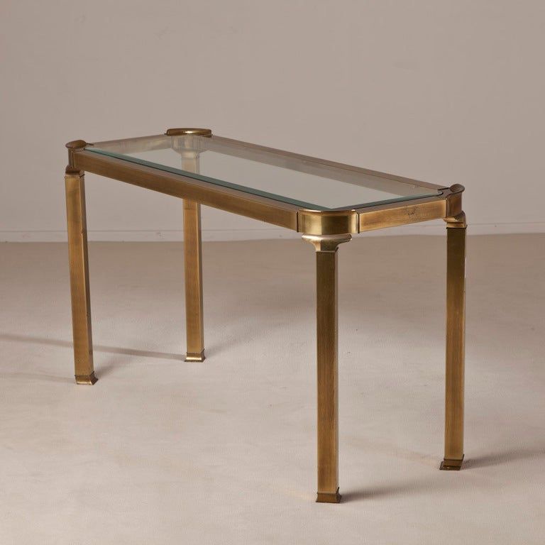 Newest A Brass And Glass Mastercraft Console Table Usa 1970s At With Regard To Brass Smoked Glass Console Tables (View 6 of 10)
