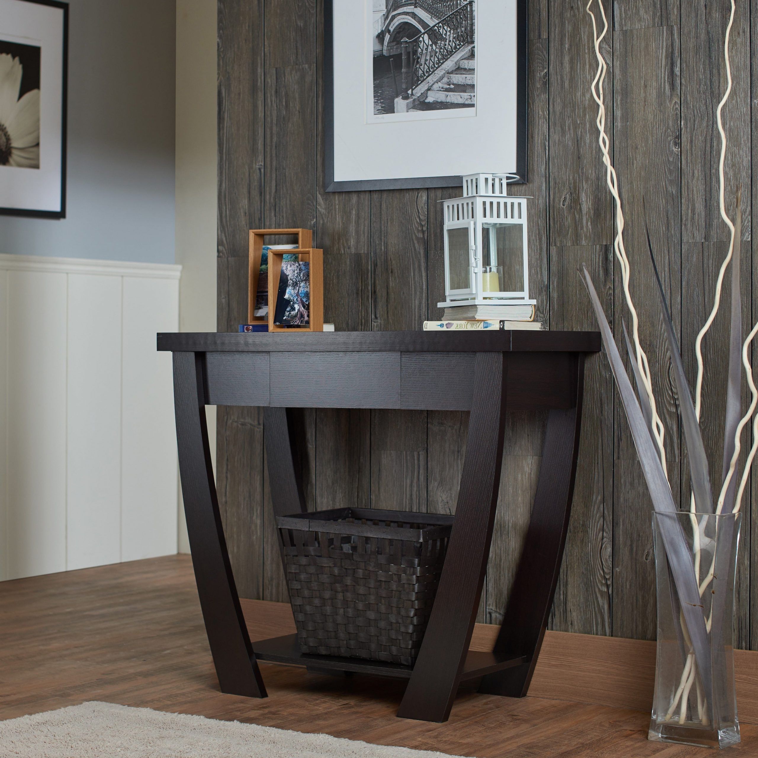 Newest Dark Brown Console Tables Within Console Table For Entryway Modern Black Narrow Storage (View 6 of 10)