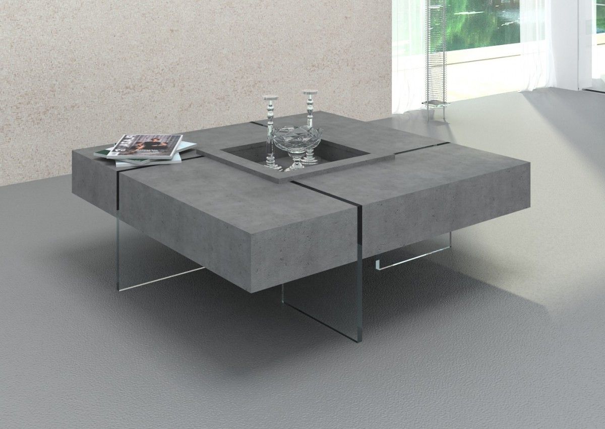 Newest Square Console Tables With Modrest Shauna – Modern Faux Concrete Floating Coffee (View 9 of 10)