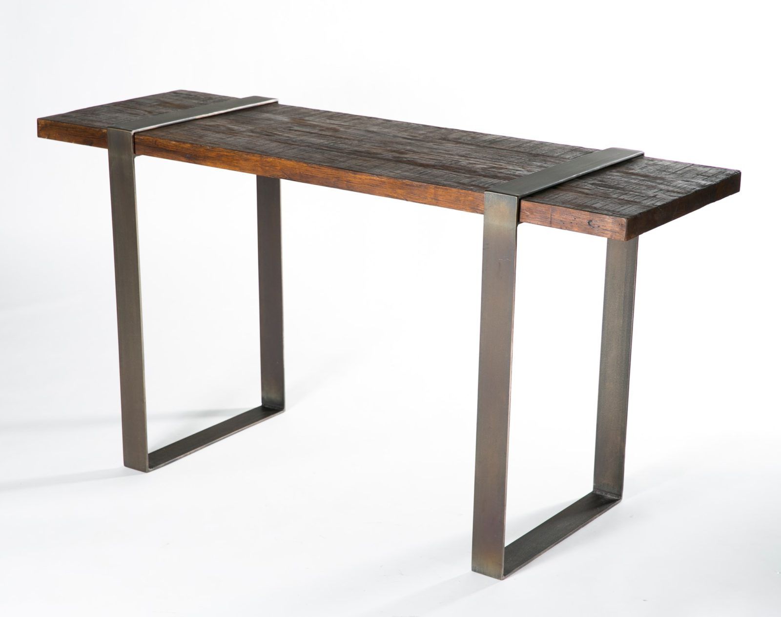 Oak Wood And Metal Legs Console Tables In Most Popular Jackson Console Table With Steel Strap Legs And Reclaimed (View 2 of 10)