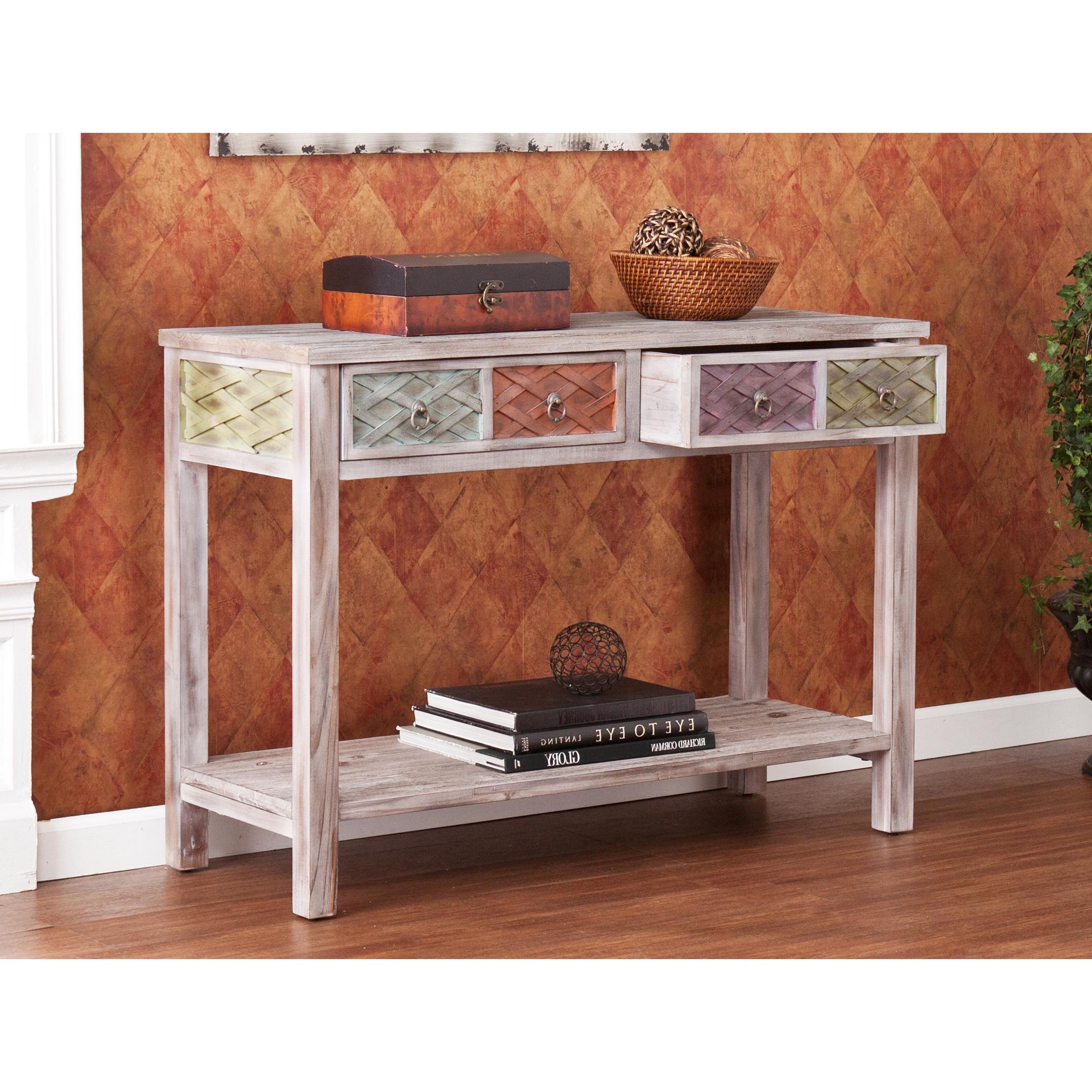 Oceanside White Washed Console Tables Throughout Current Amazon: Southern Enterprises Dharma Console Table (View 4 of 10)