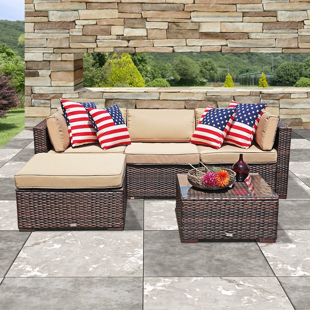 Outdoor Furniture Sectional Sofa Set (5 Piece Set) All In Most Popular 5 Piece Console Tables (View 4 of 10)