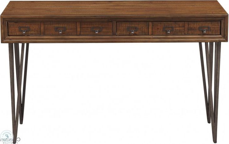 Pecan Brown Triangular Console Tables Within Best And Newest Oxford Distressed Brown 2 Drawer Console Table From Coast (View 4 of 10)