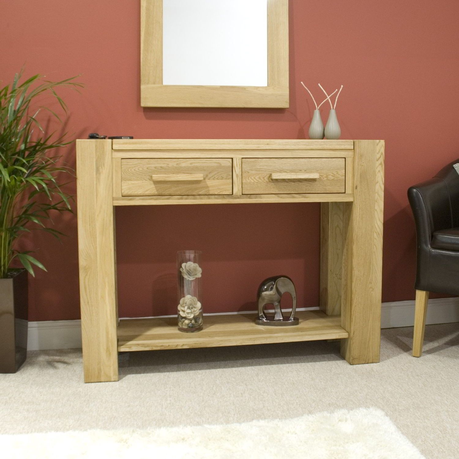 Pemberton Solid Modern Oak Hallway Furniture Console Hall With Current Large Modern Console Tables (View 5 of 10)